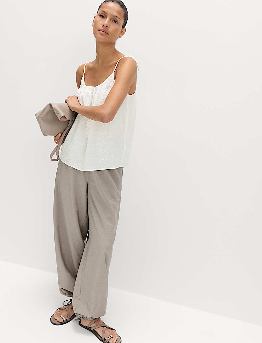 Textured Tie Detail Cami Top