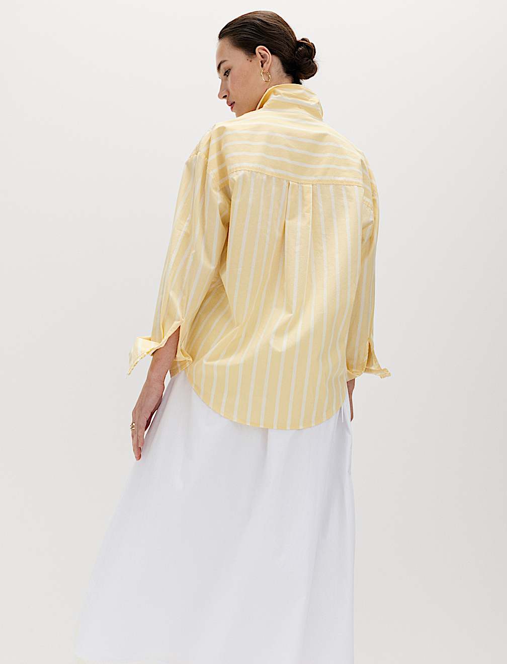 Pure Cotton Shirred Striped Shirt
