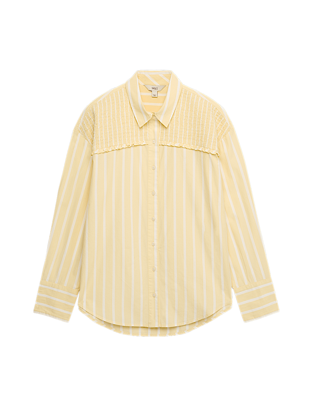 Pure Cotton Shirred Striped Shirt