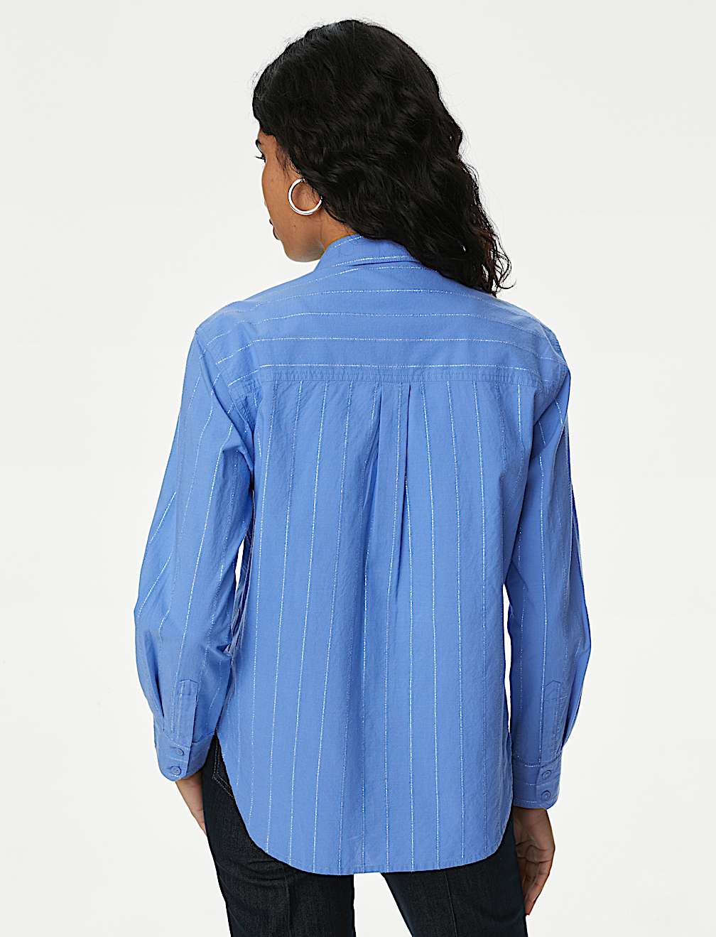 Cotton Rich Sparkly Striped Collared Shirt