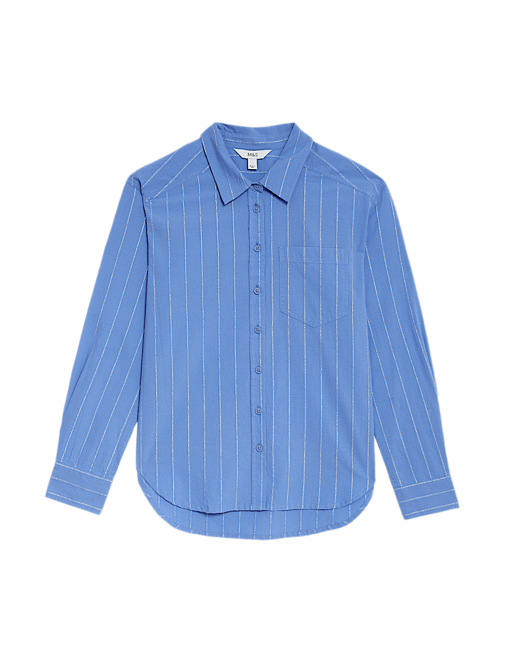 Cotton Rich Sparkly Striped Collared Shirt