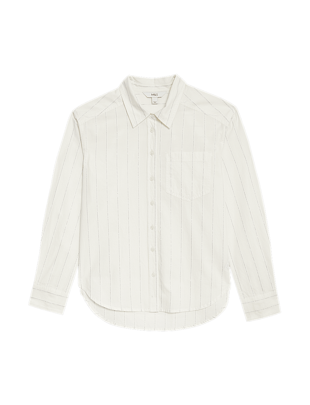 Cotton Rich Sparkly Striped Collared Shirt