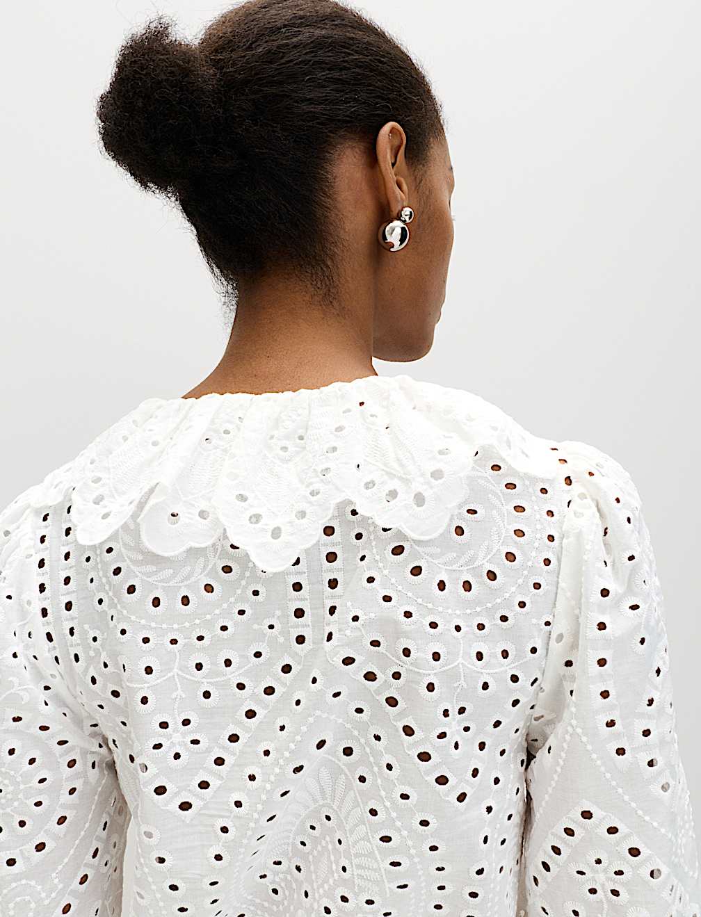 Pure Cotton Broderie Tie Front Blouse