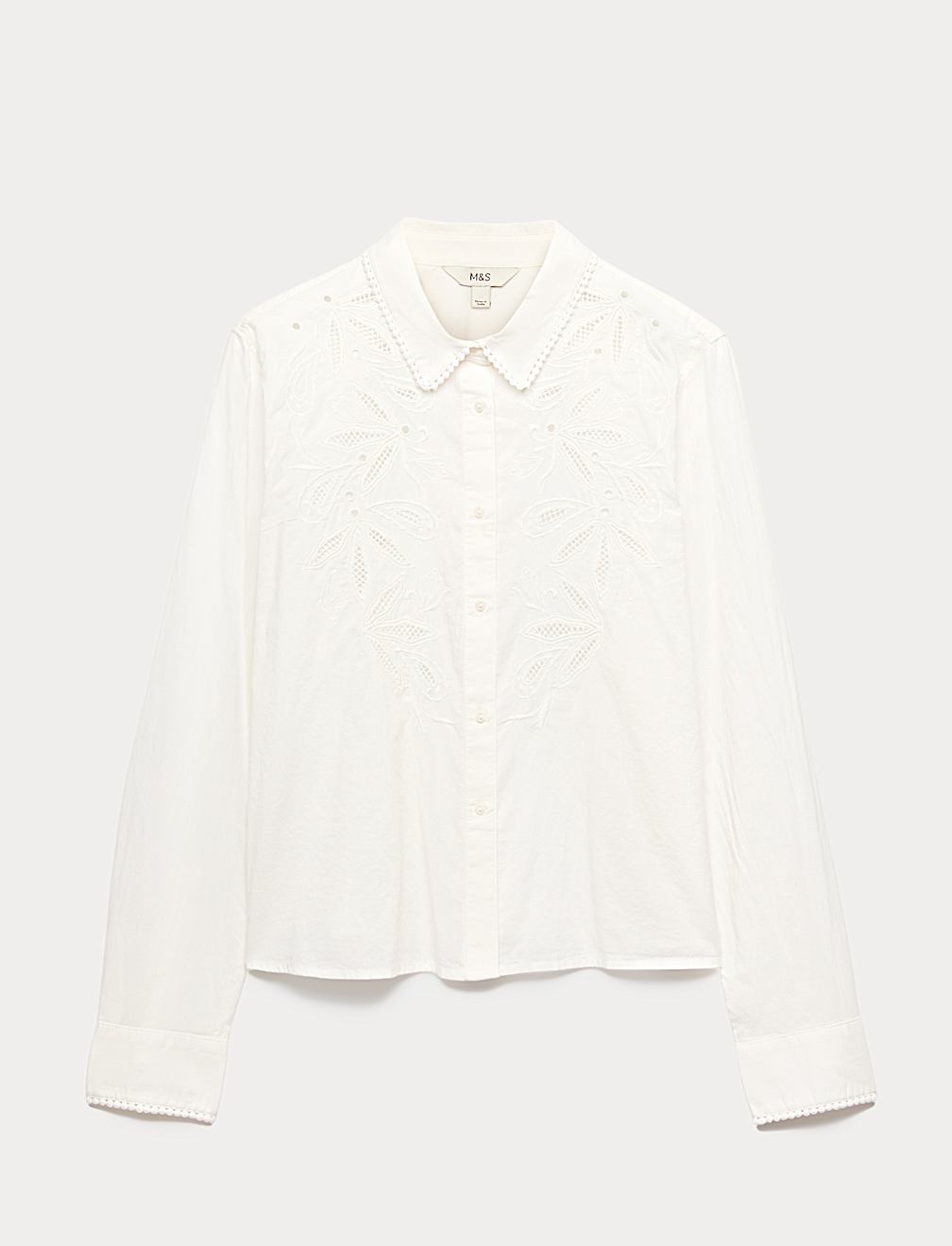 Pure Cotton Embroidered Collared Shirt