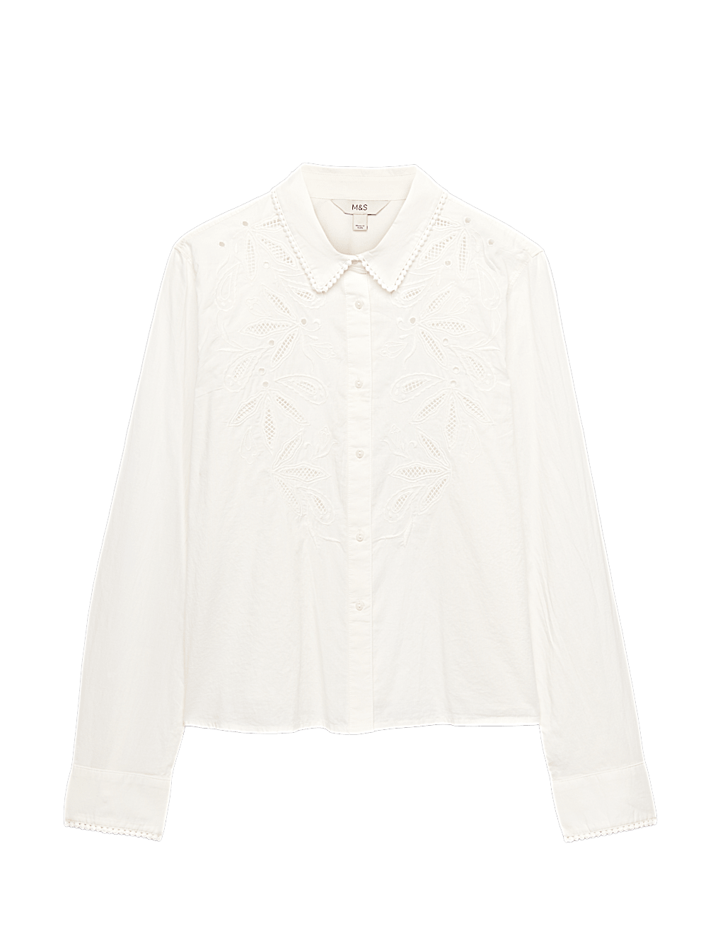 Pure Cotton Embroidered Collared Shirt