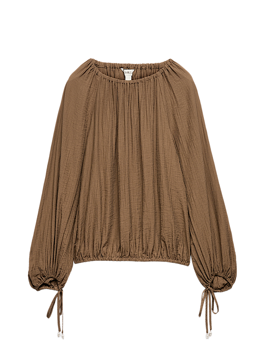 Striped Plisse Tie Detail Blouse