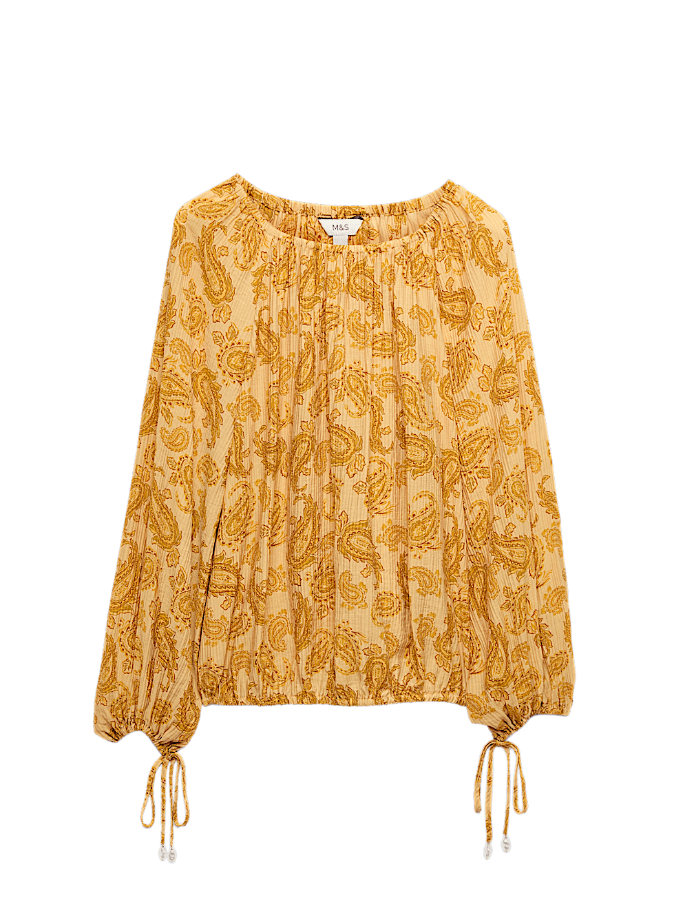 Striped Plisse Tie Detail Blouse