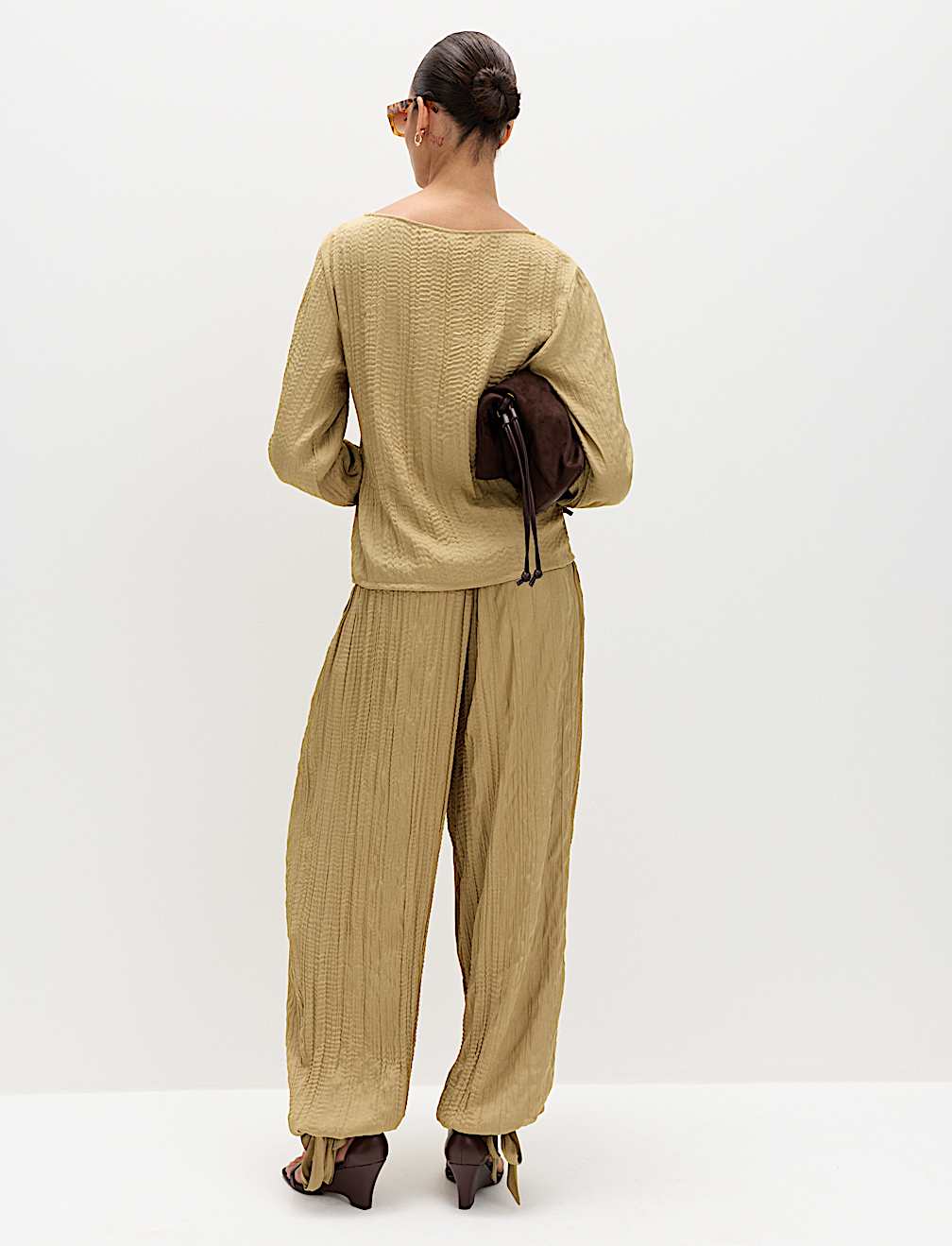Textured Slash Neck Blouse