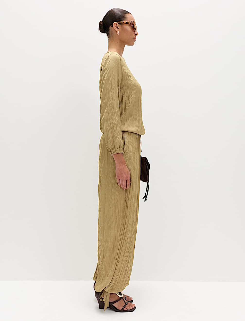 Textured Slash Neck Blouse