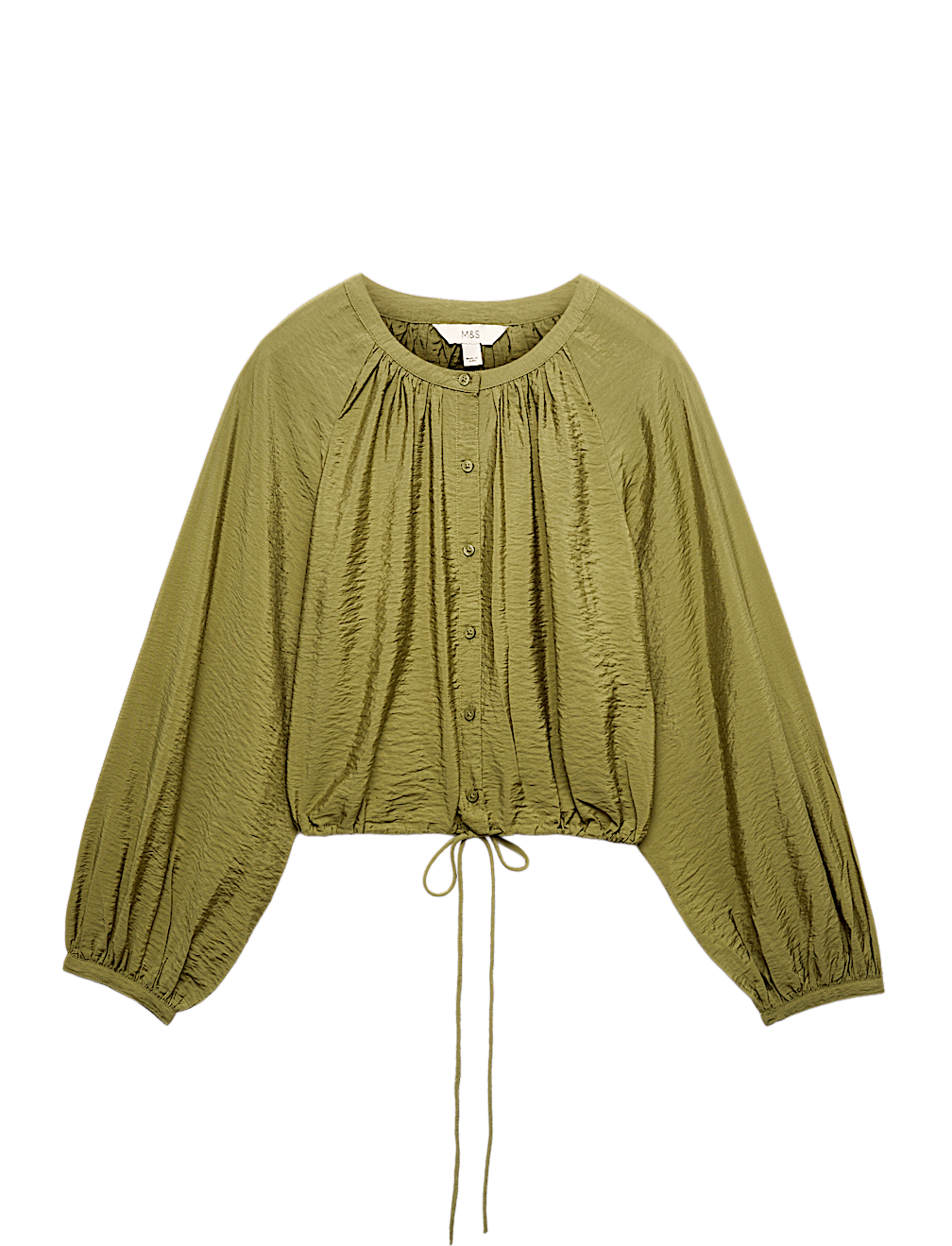 Drawstring Button Through Blouse