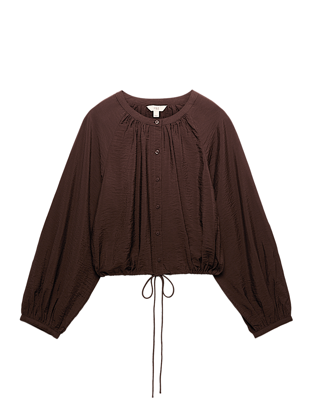 Drawstring Button Through Blouse