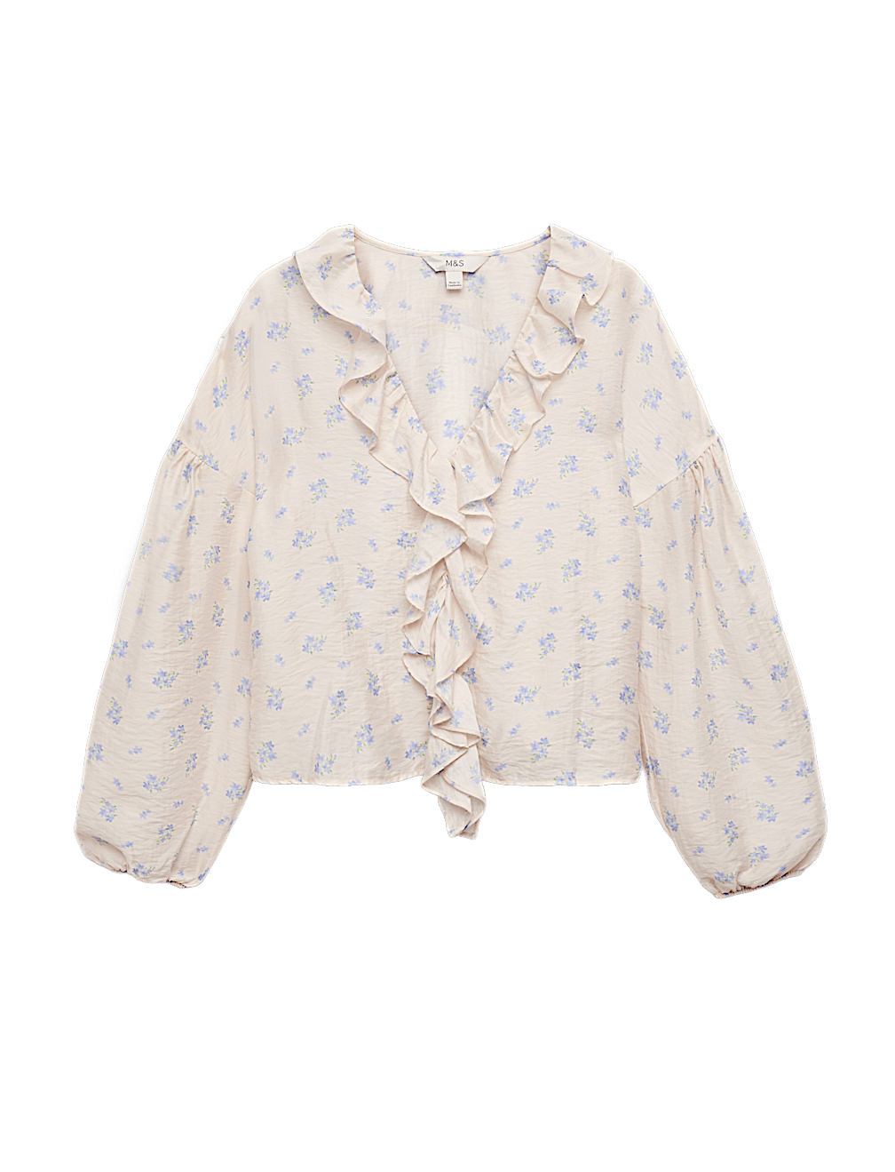 Lyocell Rich Floral Ruffle Detail Blouse