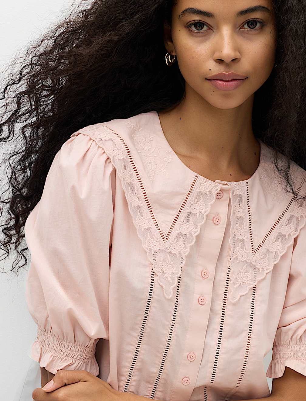 Pure Cotton Embroidered Sailor Collar Blouse