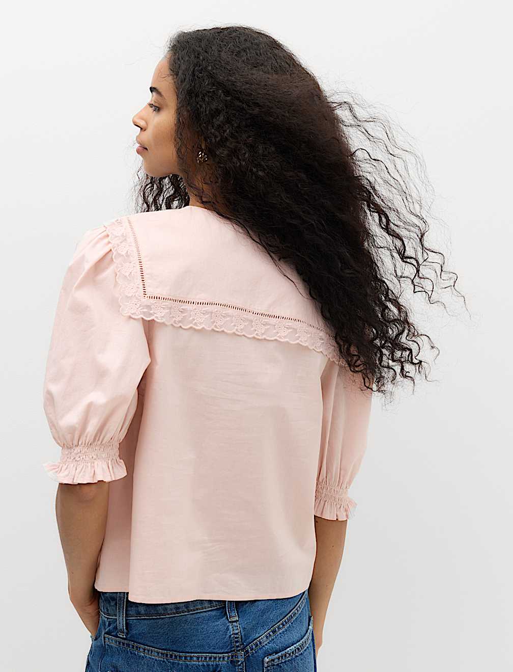Pure Cotton Embroidered Sailor Collar Blouse