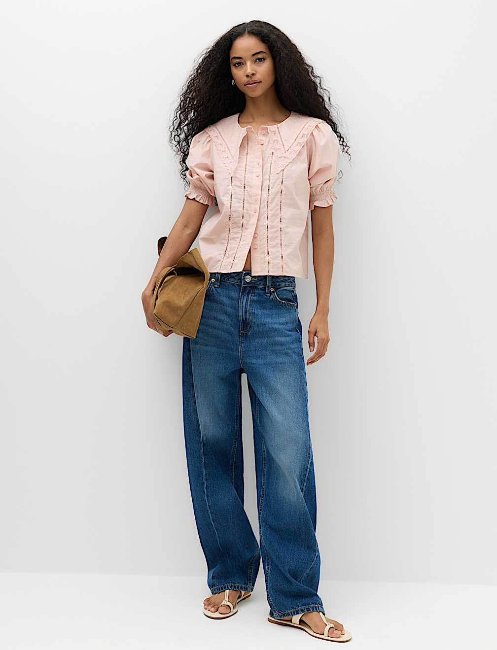 Pure Cotton Embroidered Sailor Collar Blouse