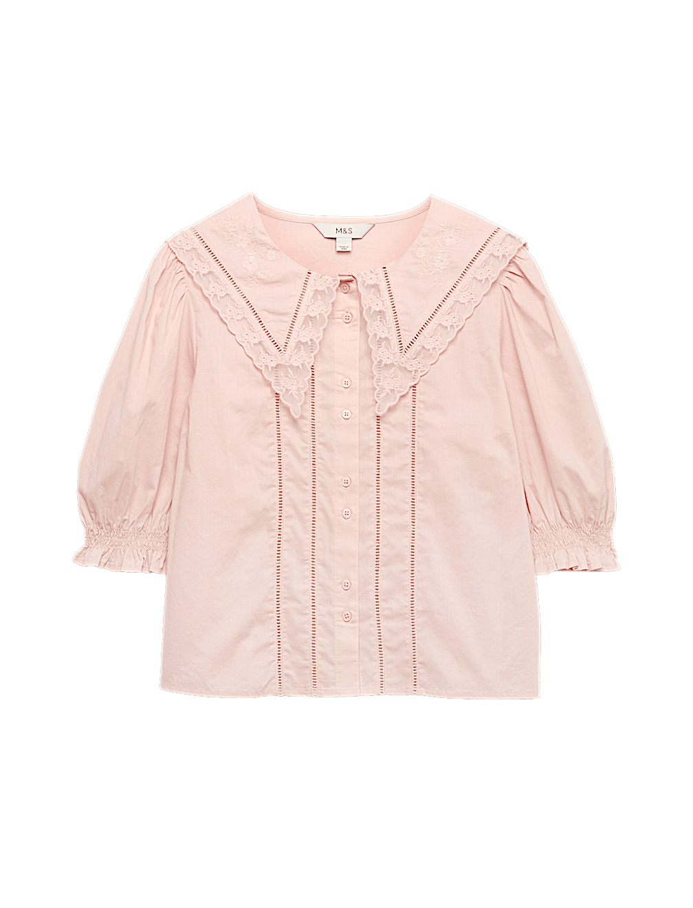 Pure Cotton Embroidered Sailor Collar Blouse