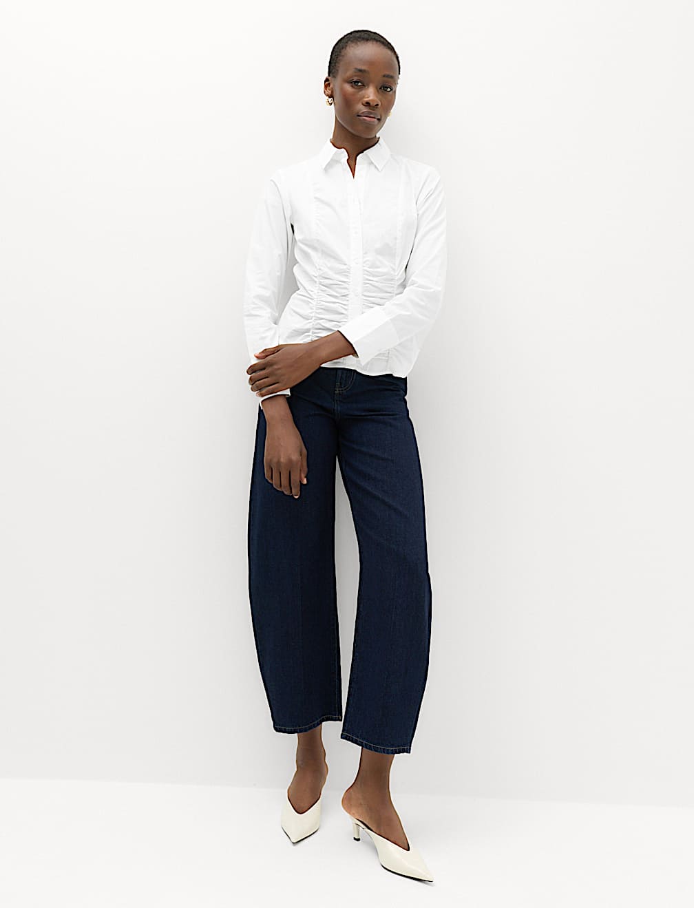 Pure Cotton Ruched Detail Shirt