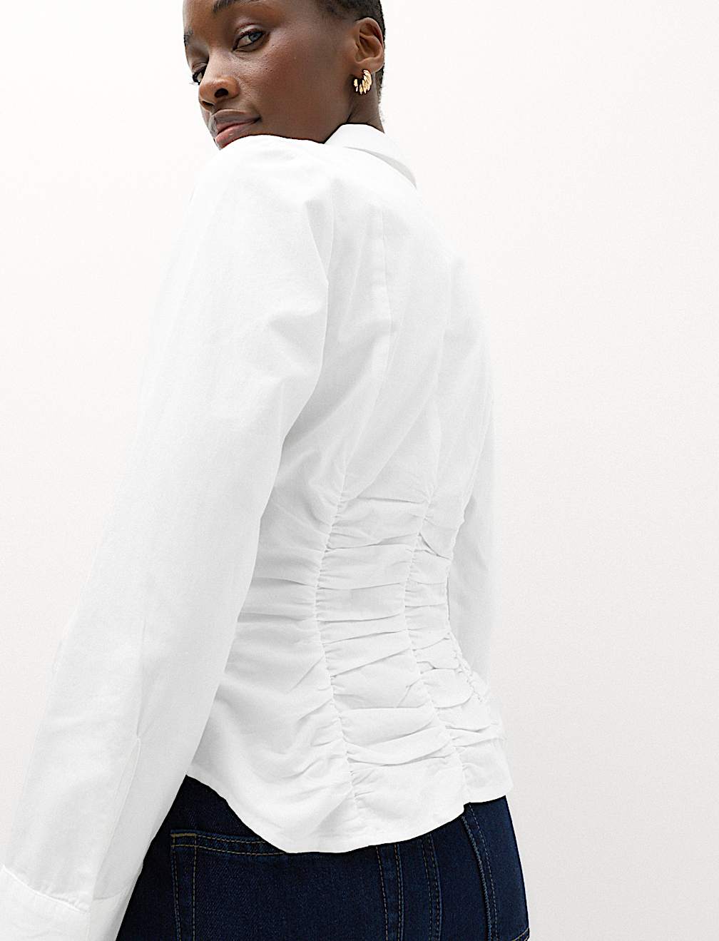Pure Cotton Ruched Detail Shirt