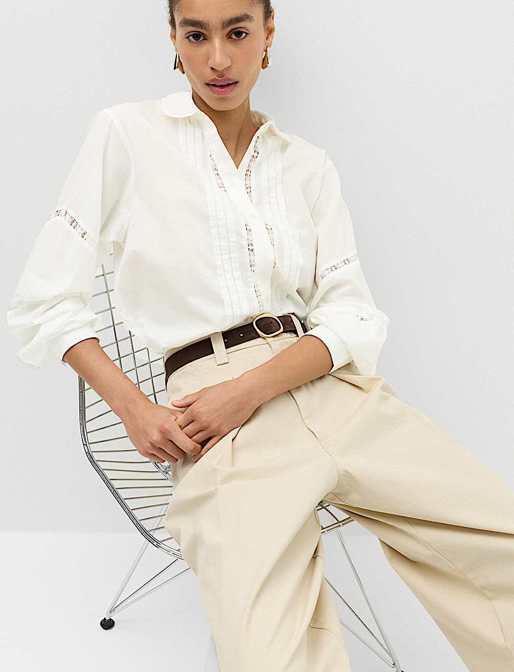 Pure Cotton Embroidered Collar Shirt