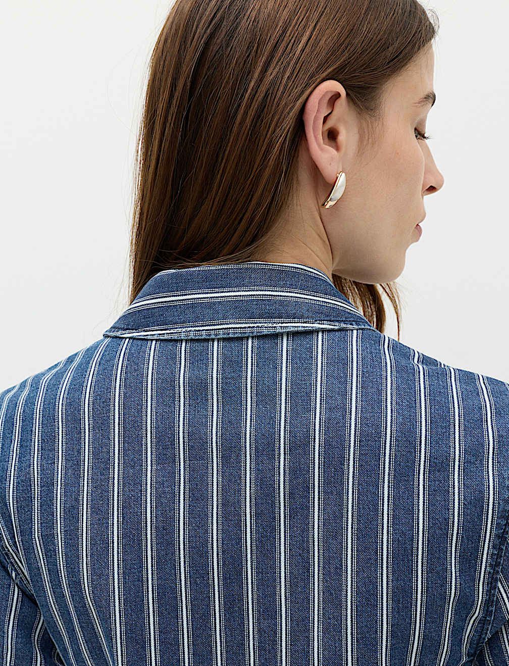 Denim Striped Wrap Shirt