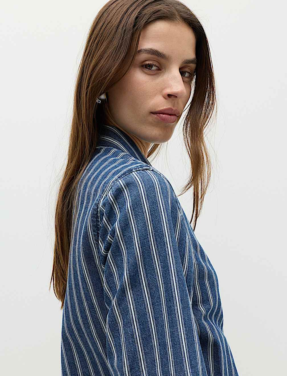 Denim Striped Wrap Shirt