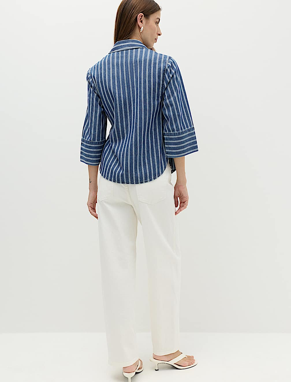 Denim Striped Wrap Shirt