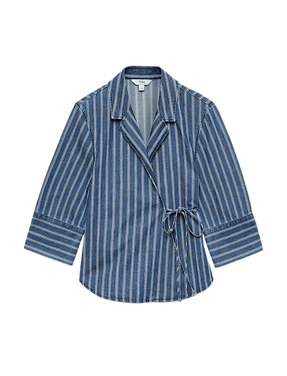 Denim Striped Wrap Shirt