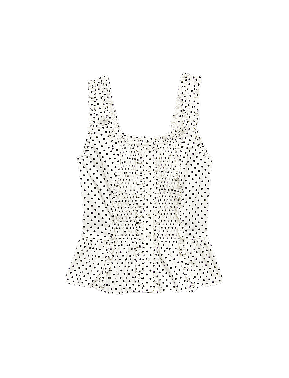 Pure Cotton Polka Dot Ruffle Detail Peplum Top