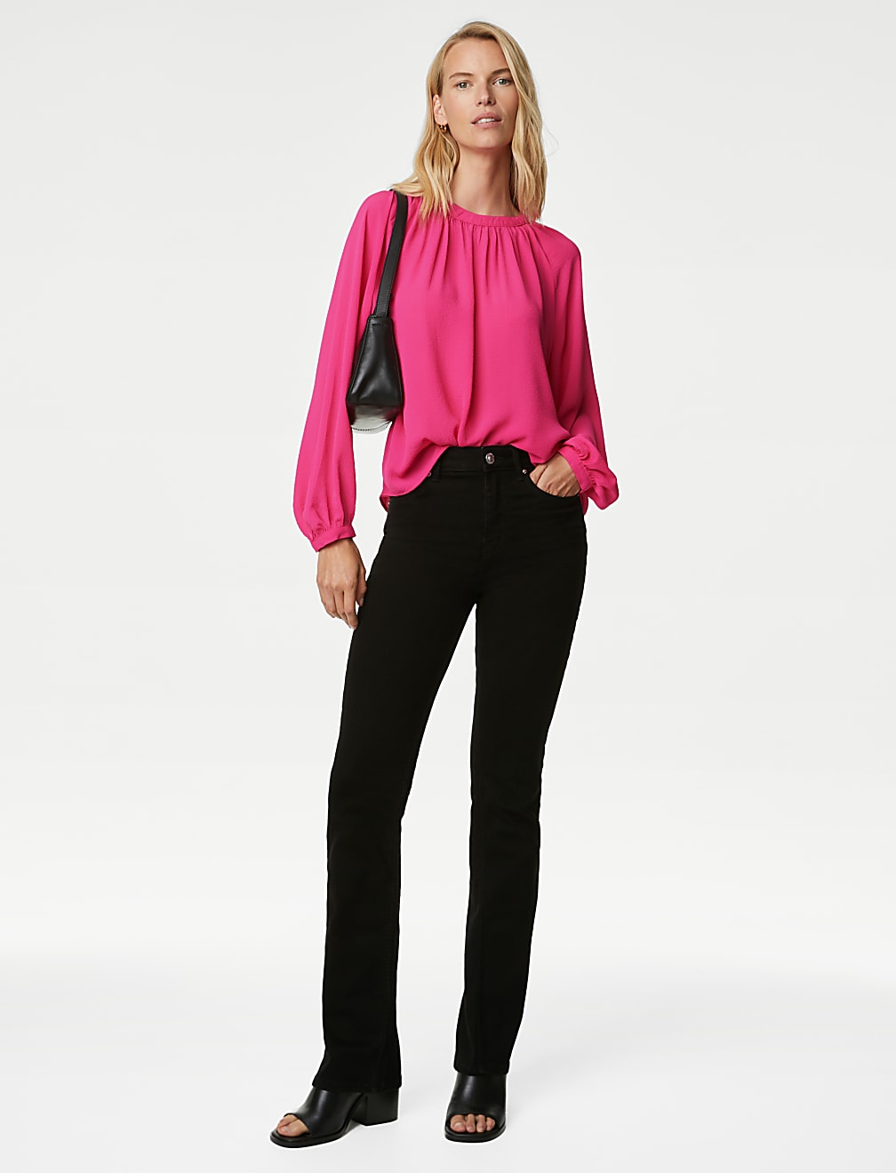 Round Neck Popover Blouse