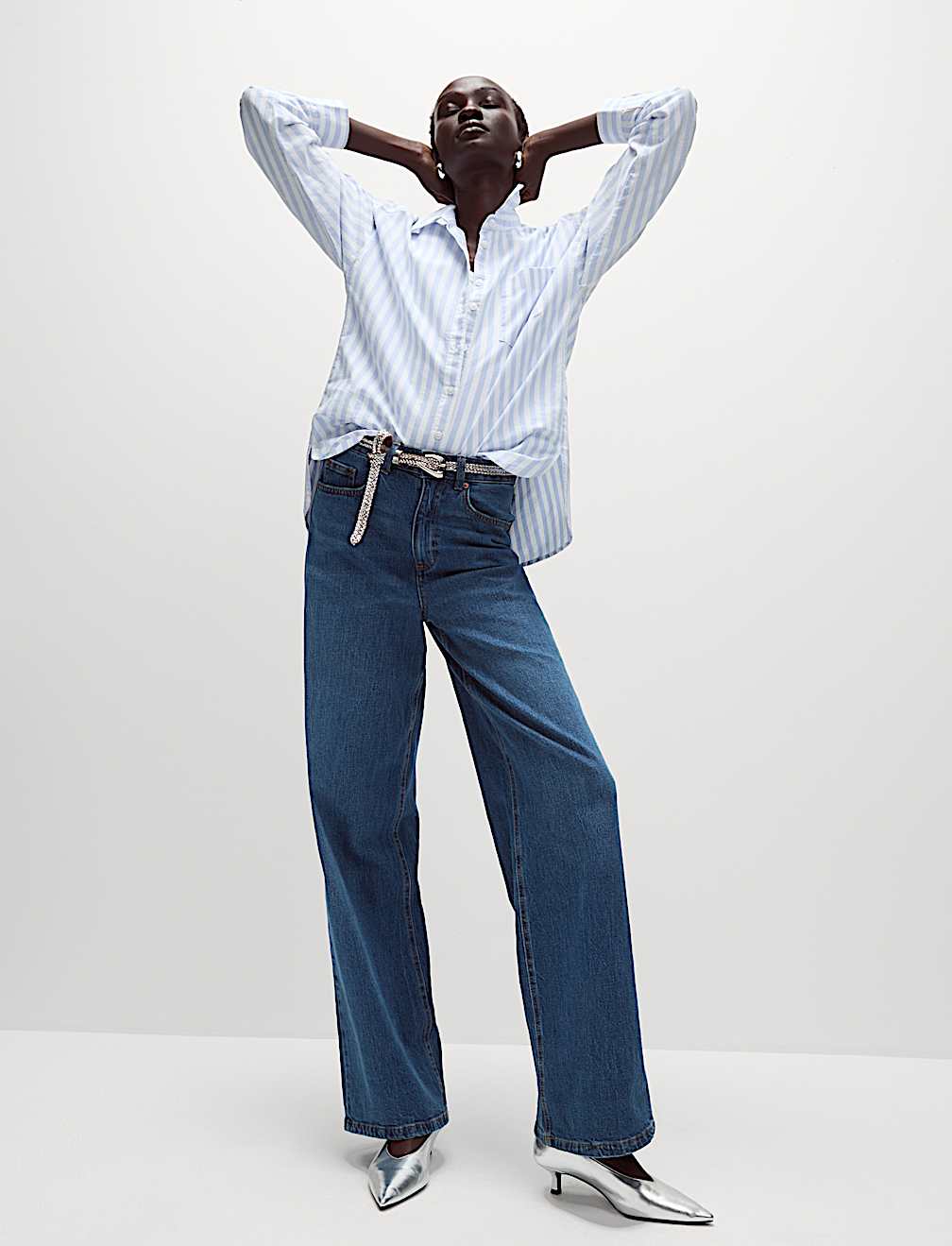 Pure Cotton Striped Oversized Shirt