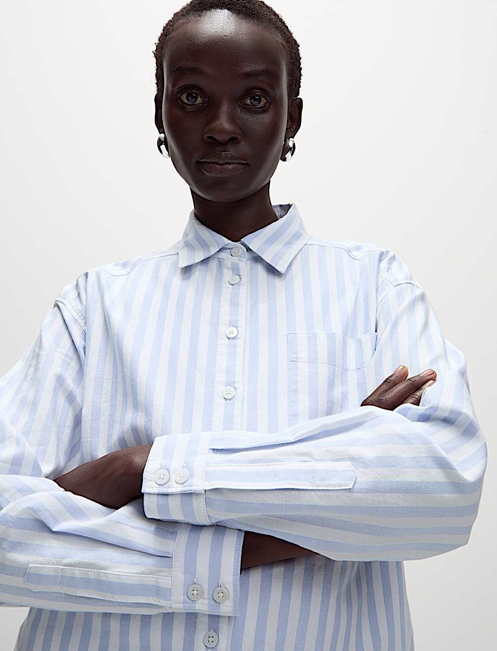 Pure Cotton Striped Oversized Shirt