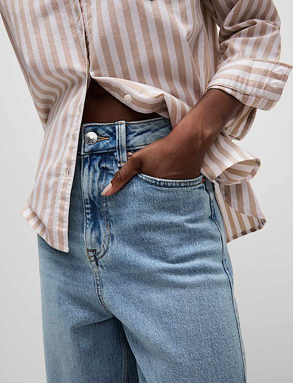 Pure Cotton Striped Oversized Shirt