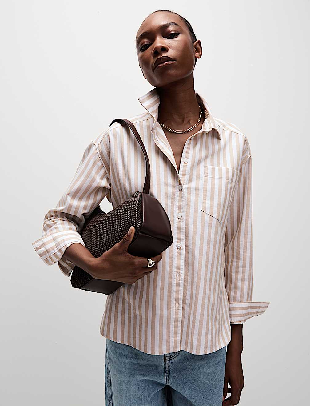 Pure Cotton Striped Oversized Shirt