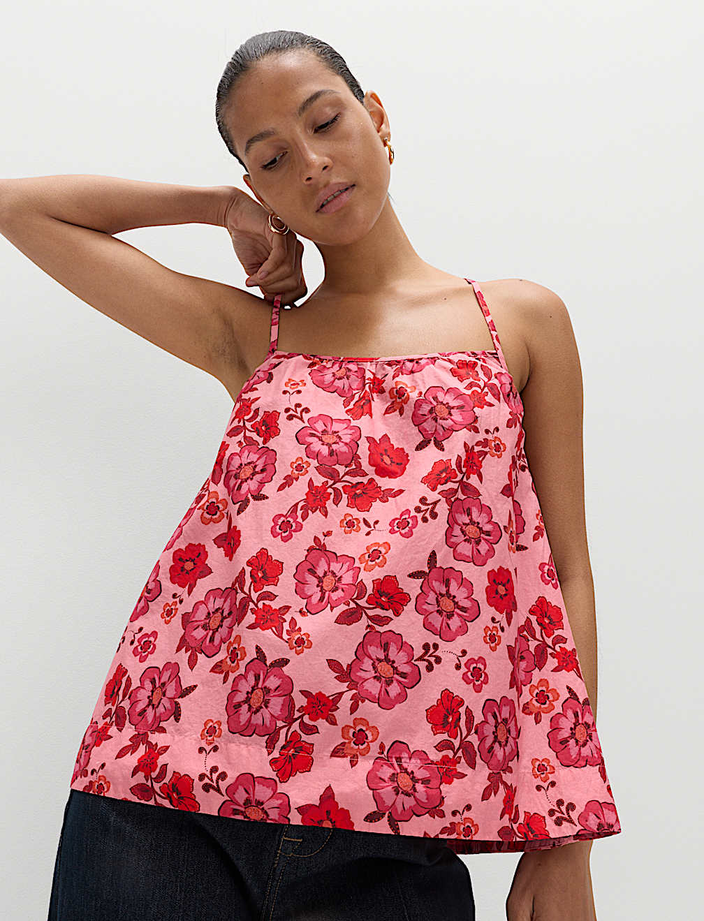 Pure Cotton Floral Tie Back Cami Top