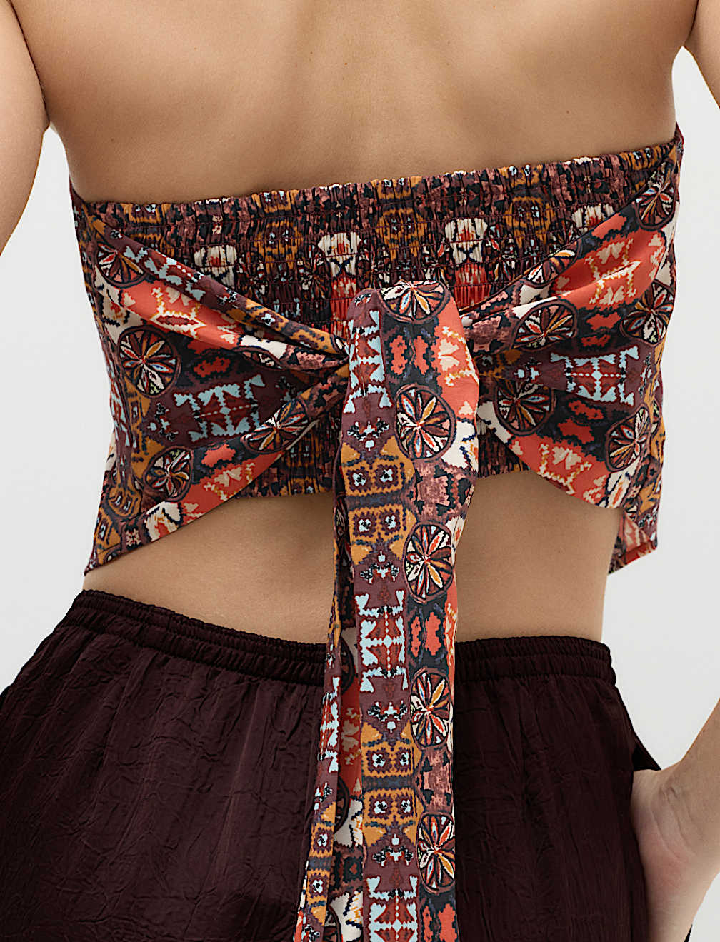 Printed Bandeau Scarf Top