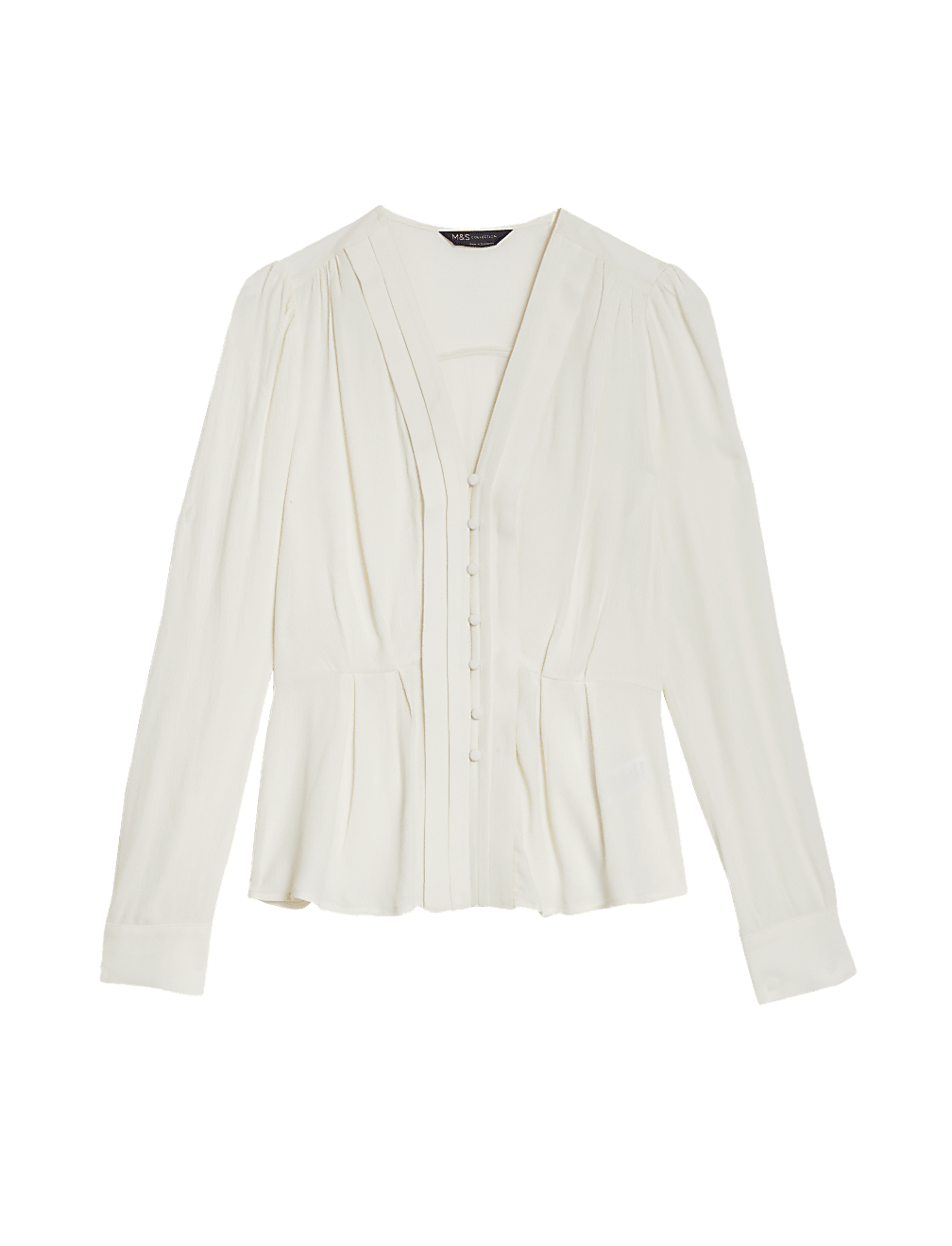 Pleated V-Neck Blouse