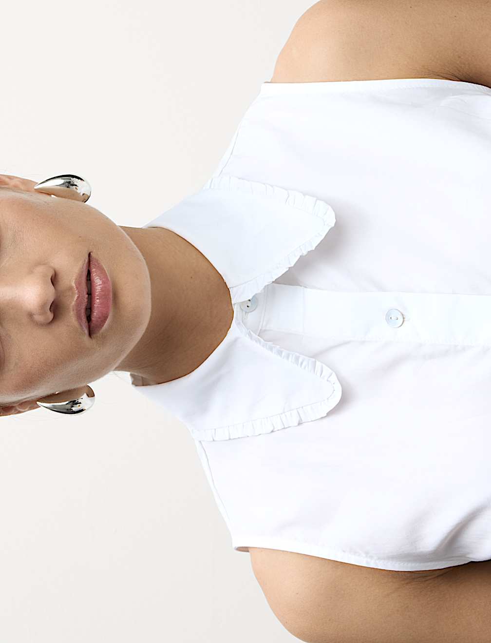 Pure Cotton Frill Detail Collared Shirt