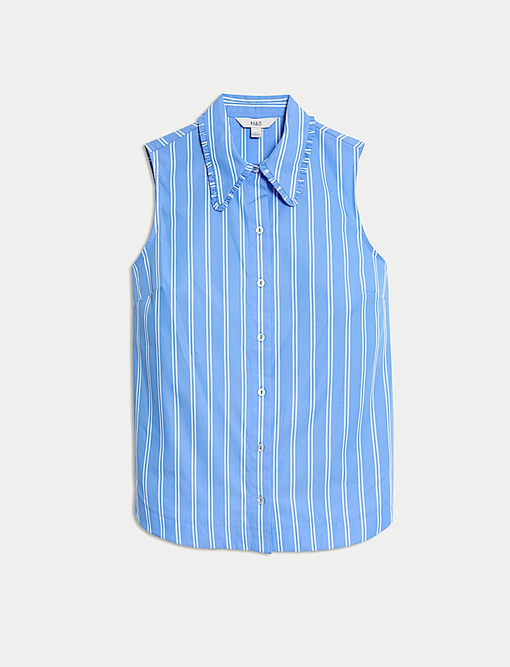 Striped Frill Detail Collared Shirt