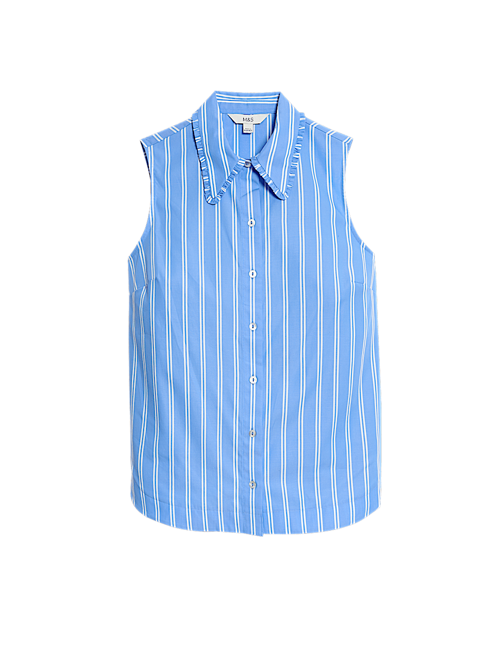 Striped Frill Detail Collared Shirt
