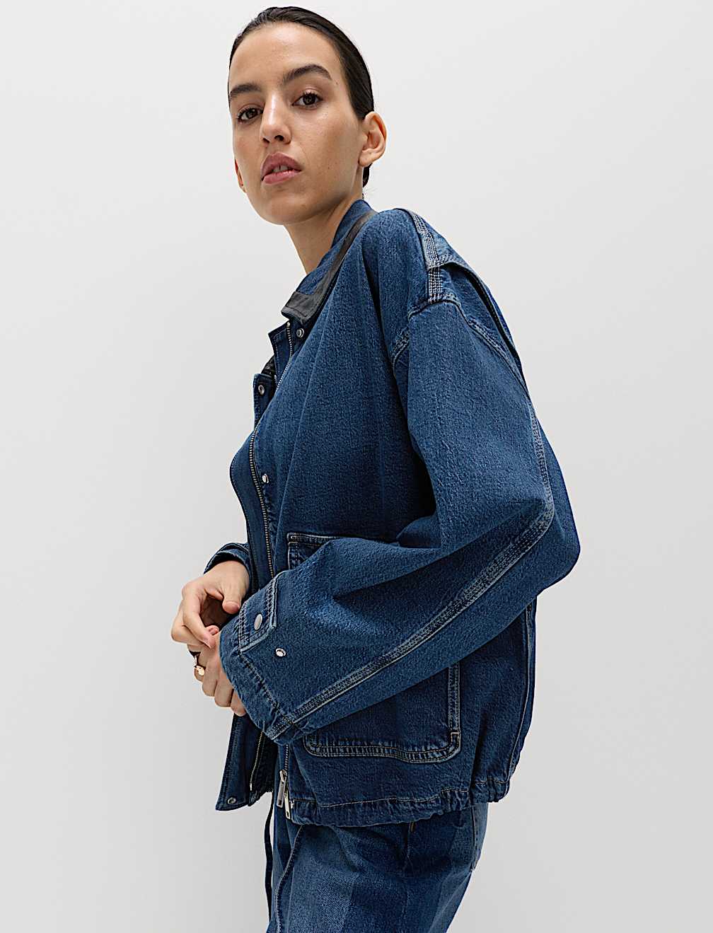 Denim Relaxed Bomber Jacket