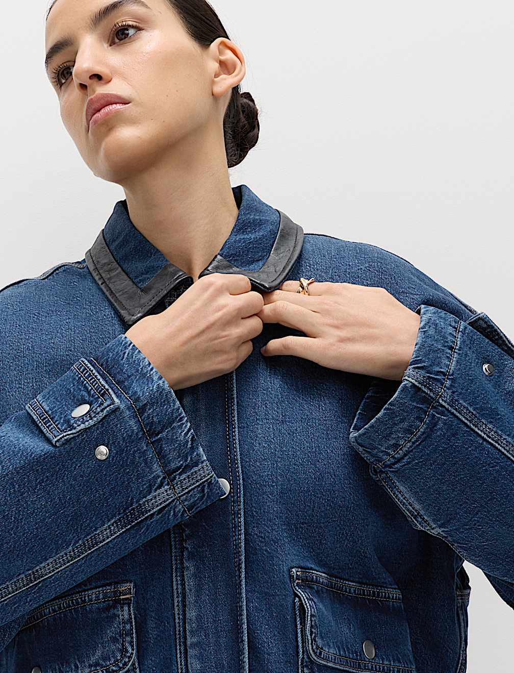 Denim Relaxed Bomber Jacket