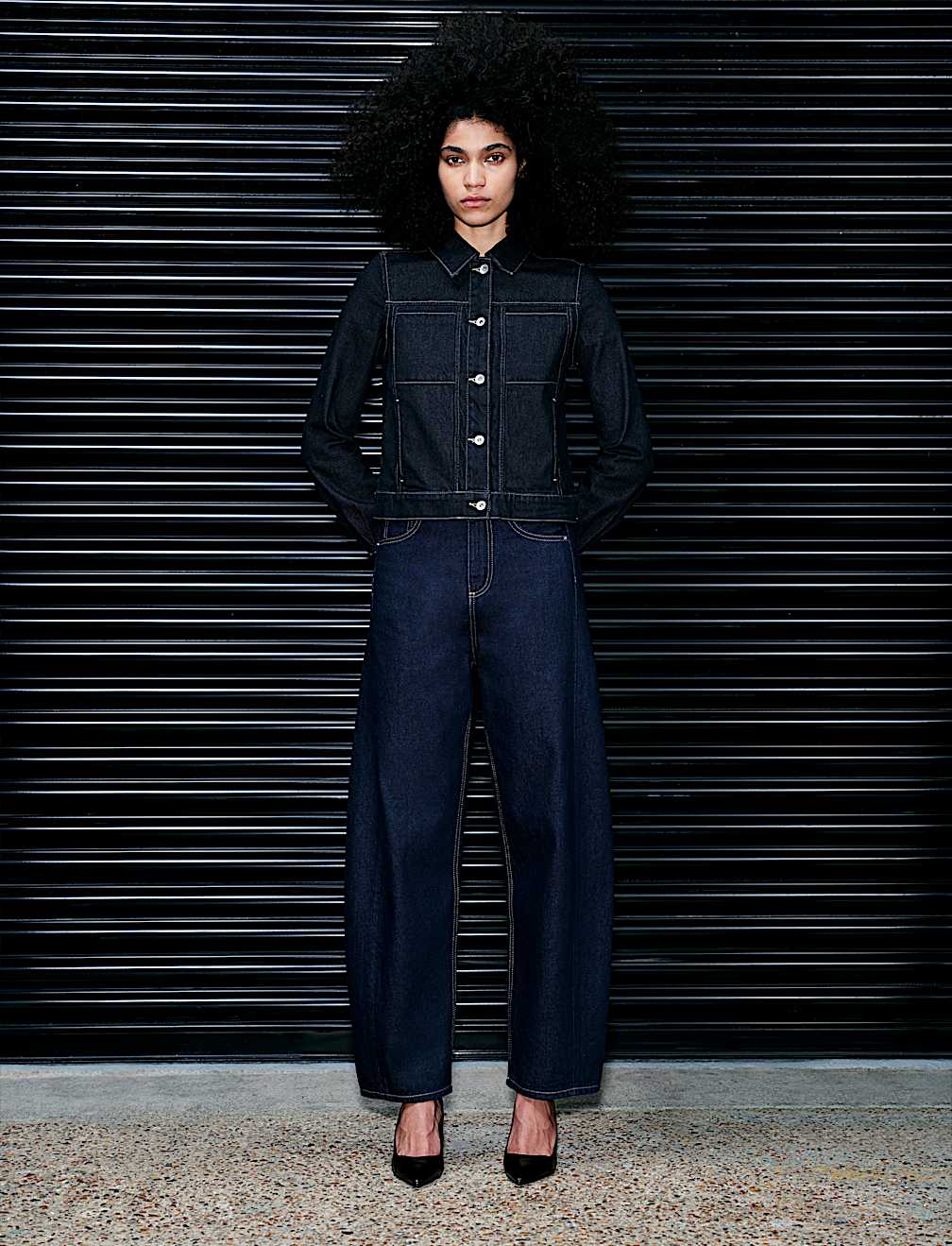 Denim Collared Short Trucker Jacket
