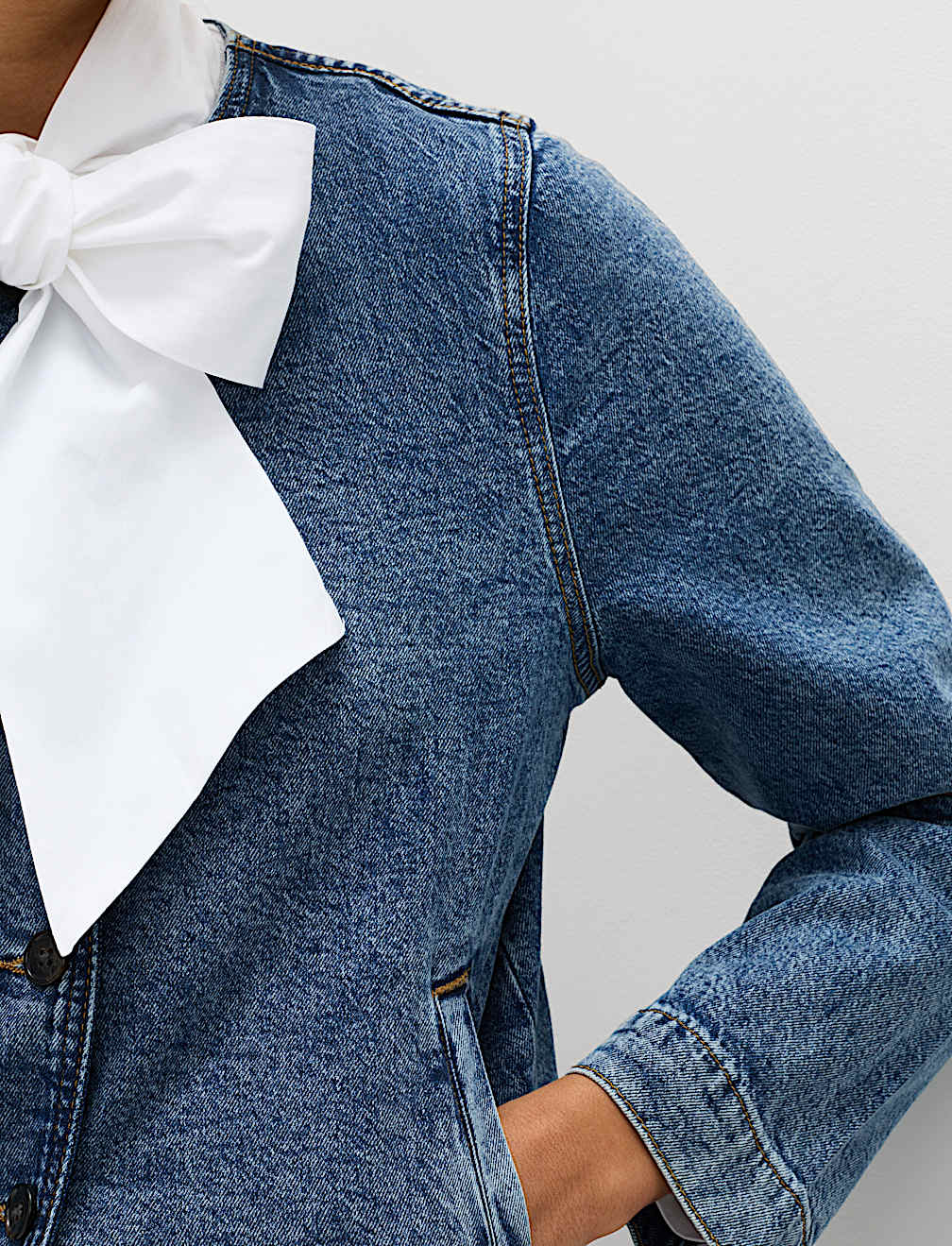 Denim Collarless Jacket