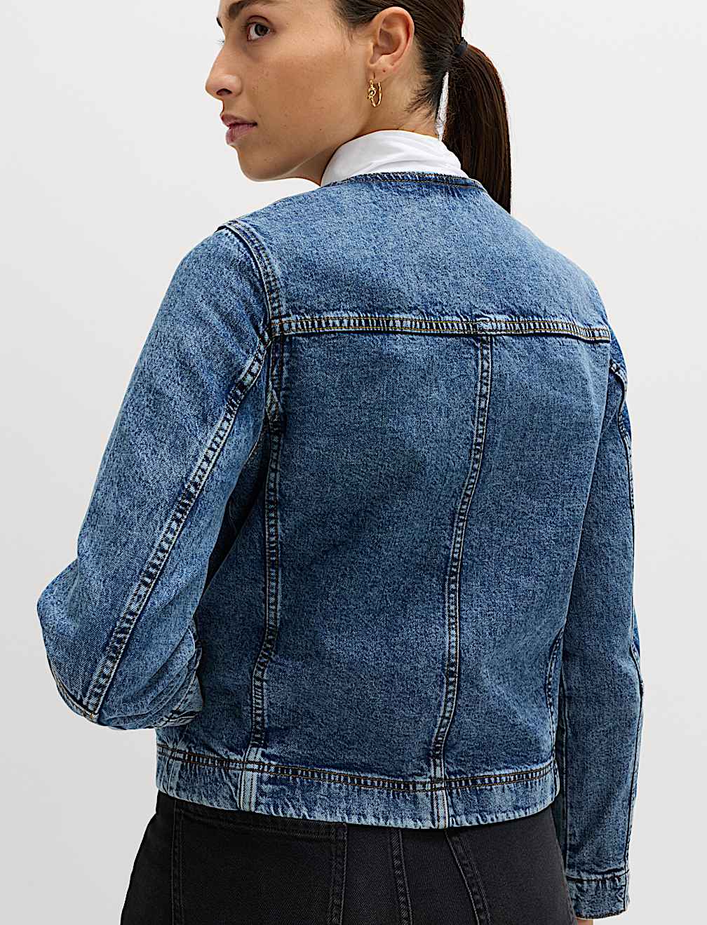 Denim Collarless Jacket