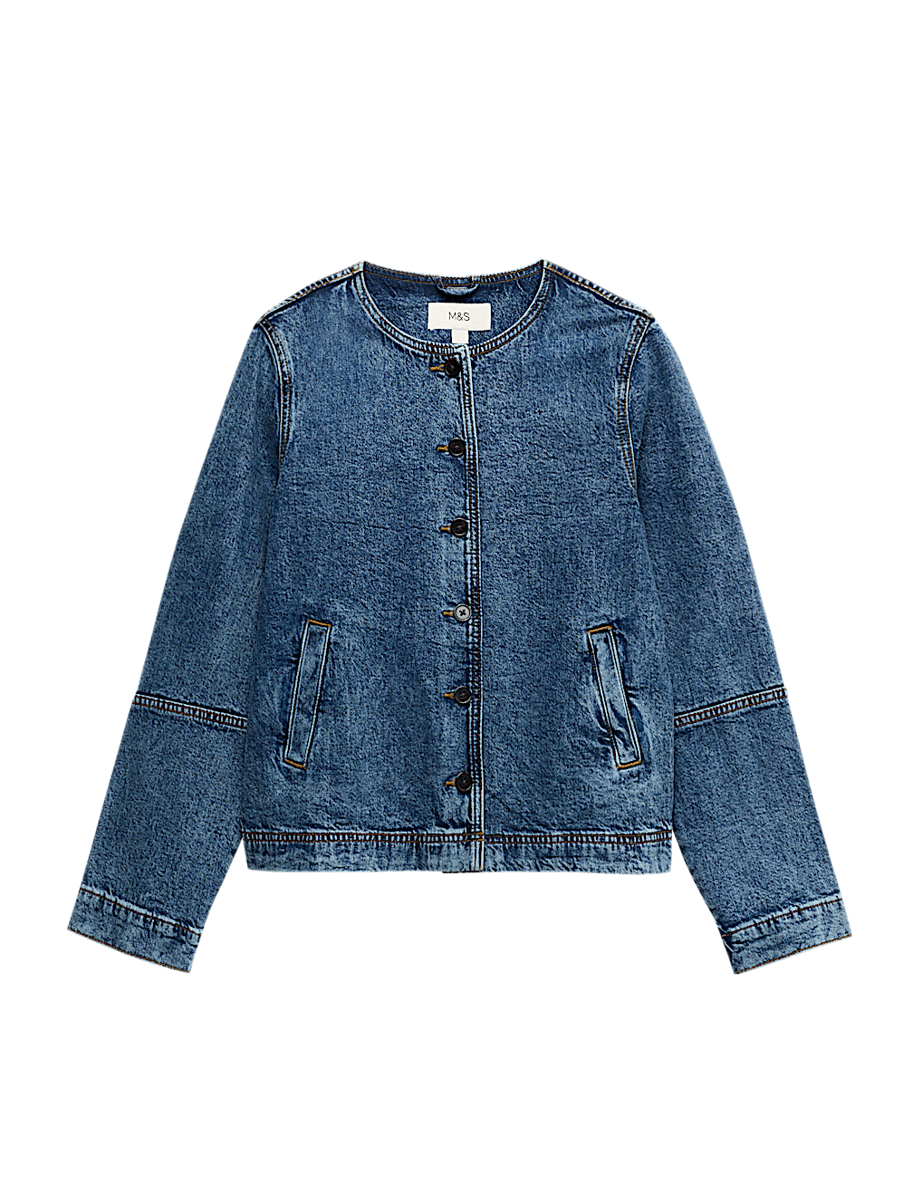 Denim Collarless Jacket