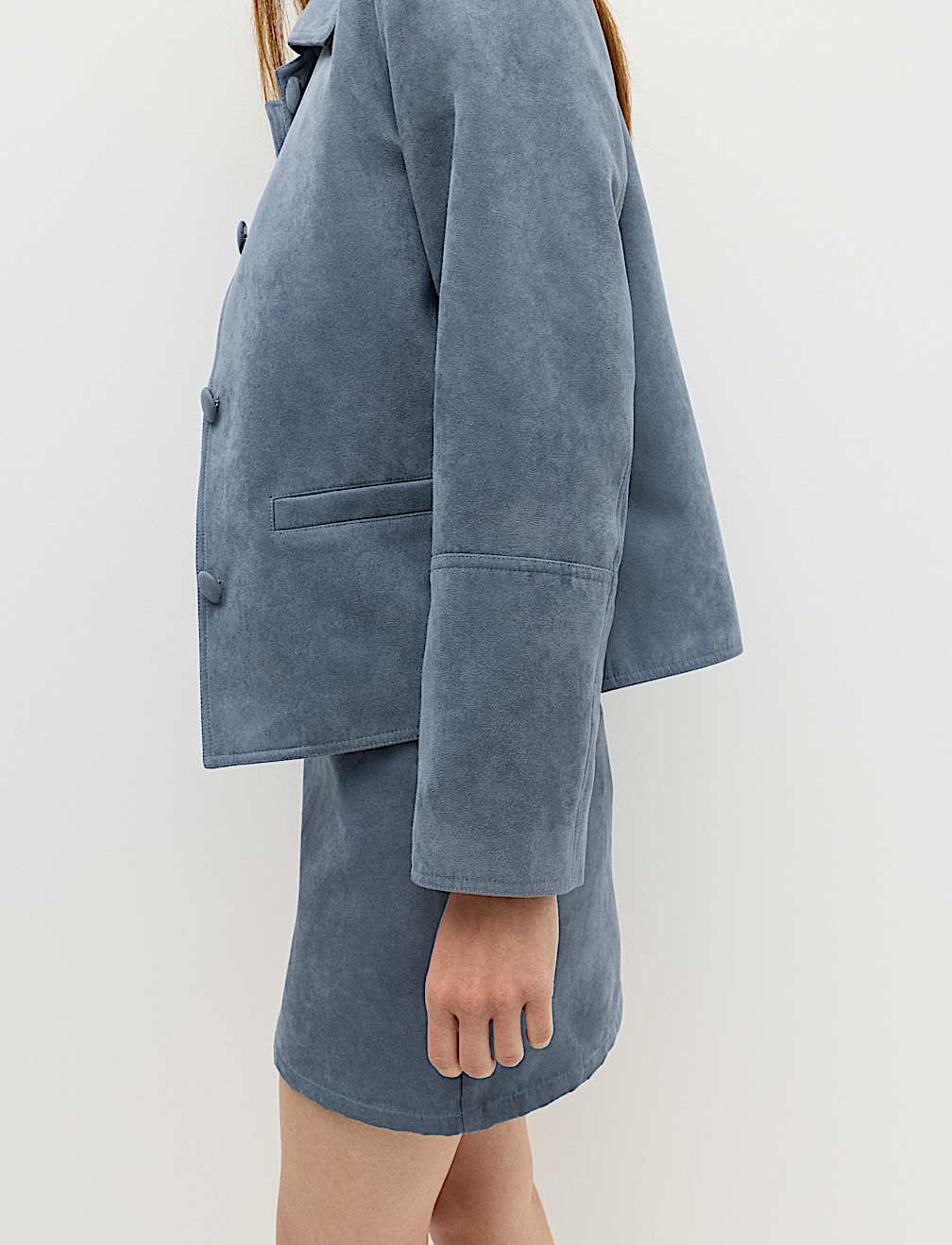 Suedette Button Through Short Jacket