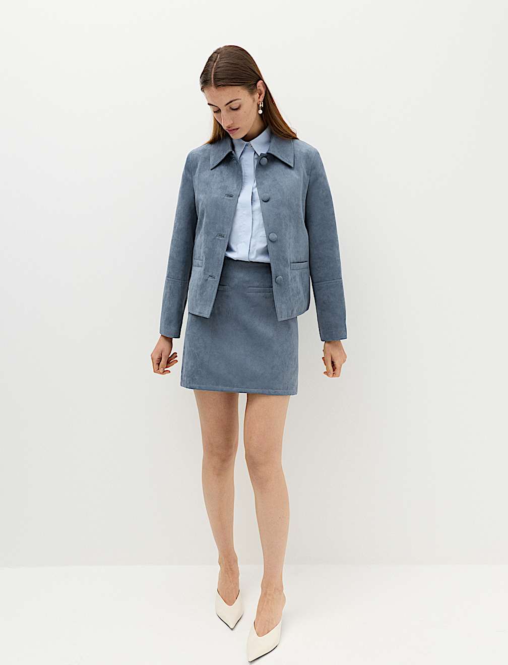 Suedette Button Through Short Jacket