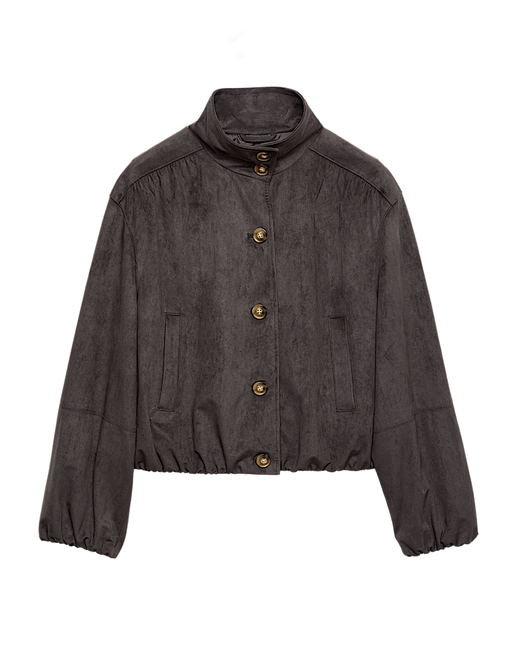Suedette Funnel Neck Short Jacket