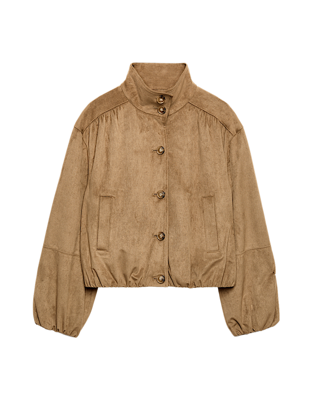 Suedette Funnel Neck Short Jacket