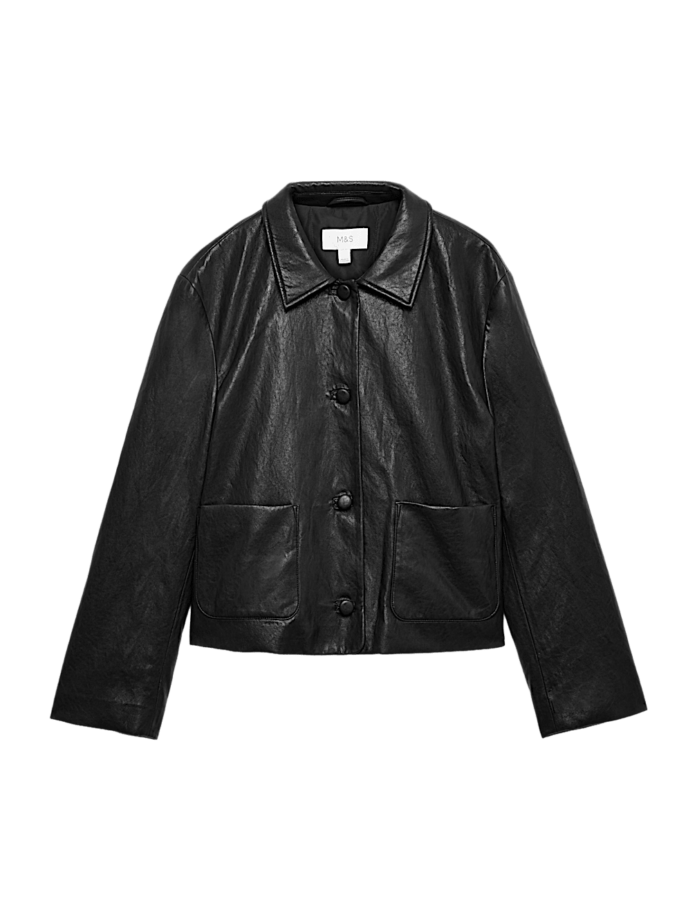 Faux Leather Padded Short Jacket